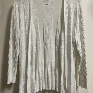Lightweight White Cardigan Sweater Large